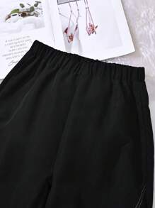 SHEIN Teen Girl Letter Graphic Wide Leg Pants - Black - View 3