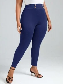 SHEIN Clasi Hơn Chi tiết Nút Xà cạp - Màu xanh lam - Xem 5