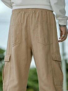 Manfinity Hypemode Nam Túi nắp bên cạnh Quần jean chở hàng - Màu Khaki - Xem 8