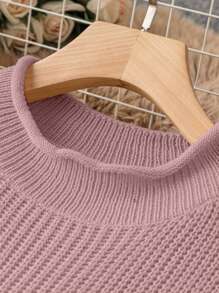 SHEIN LUNE 大碼素色蝙蝠袖針織上衣 - 粉色 - 查看 4