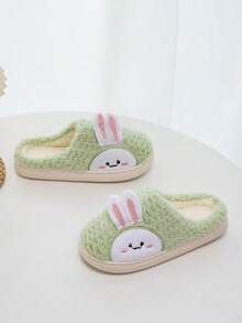 兒童毛絨室內拖鞋女童冬季保暖童鞋 - 綠色 - 查看 5