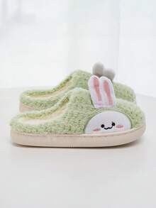 兒童毛絨室內拖鞋女童冬季保暖童鞋 - 綠色 - 查看 3