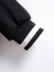 SHEIN Tween dziewczynka Grafika rysunkowa Pasiaste wykończenie Kurtka bomberka Bez swetra Dla Boże Narodzenie