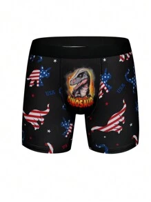 Men's Cartoon Dinosaur Printed Boxer Briefs - Multicolor - View 1