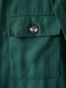 RueChic Men Flap Pocket Drop Shoulder Jacket Without Tee - Green - View 3