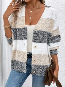 SHEIN Essnce Khối màu Thả vai Áo len Mở - Nhiều màu - Xem 6