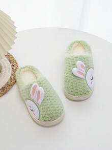 兒童毛絨室內拖鞋女童冬季保暖童鞋 - 綠色 - 查看 6