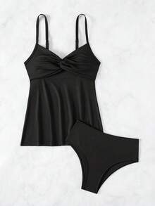 Twist Front Tankini - Multicolor - View 5