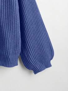 Calvaya Plus Button Front Drop Shoulder Cardigan - Blue - View 3