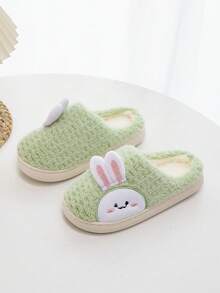 兒童毛絨室內拖鞋女童冬季保暖童鞋 - 綠色 - 查看 4