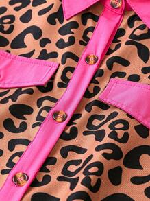 EMERY ROSE 大碼豹紋印花拼接邊外套馬甲 - 咖啡棕 - 查看 4