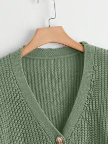 Calvaya 大碼前排扣落肩袖開襟衫 - 綠色 - 查看 4