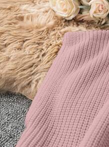 SHEIN LUNE 大碼素色蝙蝠袖針織上衣 - 粉色 - 查看 5