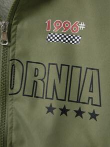 1pc Tween Boys' Letter Printed Jacket Fall Winter - Orange - View 7