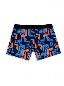 Funny & Cute Men's High Stretch Fabric Multicolor Letter Pattern Tape Trunks - Multicolor - View 2