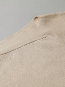 SHEIN Clasi Plus Solid Asymmetrical Neck Bodycon Sweater Dress - Khaki - View 3