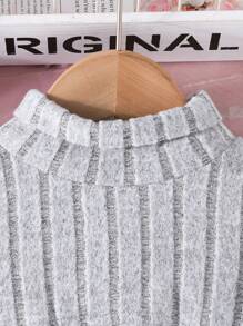 女嬰素色吊帶洋裝&小高領高低下擺T恤 - 淺灰色 - 查看 8