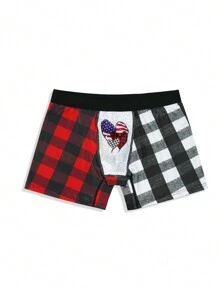 Men Plaid & Heart Print Boxer Brief - Multicolor - View 3