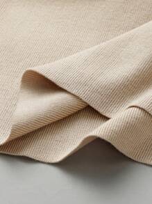 SHEIN Clasi Plus Solid Asymmetrical Neck Bodycon Sweater Dress - Khaki - View 5