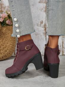 Botas De Mujer De Moda Versátiles Y Elegantes Para Viajar - Burdeos - Ver 2