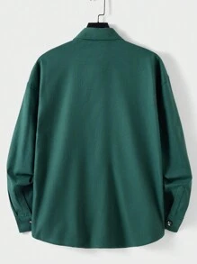RueChic Men Flap Pocket Drop Shoulder Jacket Without Tee - Green - View 2
