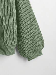 Calvaya 大碼前排扣落肩袖開襟衫 - 綠色 - 查看 3