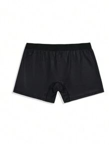 Men's Black Sporty Letter Print High Stretch Fabric Trunks With Tape Detail - Black - View 3