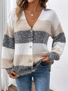 SHEIN Essnce Khối màu Thả vai Áo len Mở - Nhiều màu - Xem 7