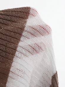 DAZY 條紋圖案字母補丁細節落肩袖短款毛衣 - 彩色 - 查看 6