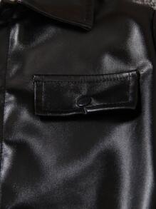 SHEIN Young Boy Flap Detail PU Jacket & Pants Without Tee Chic Outfits For Autumn/Winter - Black - View 5