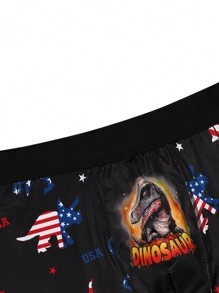 Men's Cartoon Dinosaur Printed Boxer Briefs - Multicolor - View 3