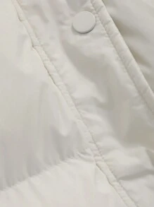 DAZY Zipper Front Hooded Padded Thick Coat, Winter Women Padded Coat - Beige - View 4