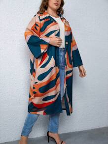 SHEIN LUNE 大碼滿版印花開門襟花呢外套 - 彩色 - 查看 5