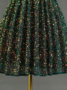 SHEIN 女大童亮片裝飾繞頸洋裝 - 墨綠色 - 查看 4