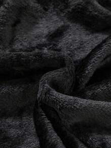 男大童刺繡貓熊&標語圖案絨布睡衣套裝 - 黑色 - 查看 5