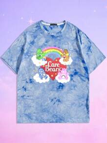 ROMWE MEN ROMWE X Care Bears Guys Tie Dye Bear Graphic Tee - Blue - View 1