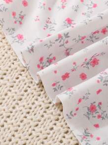 女大童碎花荷葉袖前蝴蝶結睡裙 - 淺粉色 - 查看 6