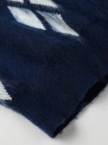 Manfinity Homme Men Argyle Pattern Button Front Cardigan - Blue and White - View 6