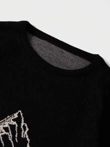 RueChic Men's Round Neck Sweater With Mountain Pattern - Apricot - View 5