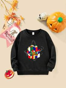 Cậu bé Tween In Địa lý áo có mũ Cái cổ Lót nhiệt Áo nỉ - màu đen - Xem 6