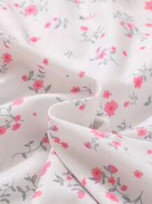 女大童碎花荷葉袖前蝴蝶結睡裙 - 淺粉色 - 查看 4