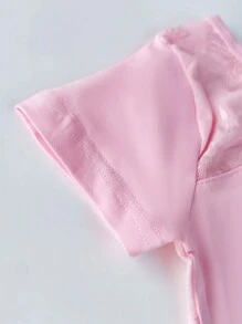 1入組少女芭蕾舞連身衣，短袖舞蹈裙，蕾絲花邊短裙，適合芭蕾舞演出練習服裝表演服裝 - 粉色 - 查看 3