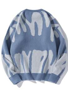 Manfinity EZcore Men Graphic Pattern Sweater, Men's Graphic Sweater, Abstract Print Sweater, Men's Knit Sweater, Men's Long Sleeve Sweater, For Fall Winter