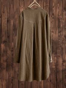EMERY ROSE Half Button High Low Longline Blouse