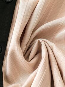 SHEIN LUNE Plus Contrast Trim Belted Shirt Dress - Apricot - View 3