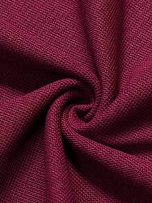 Manfinity Homme Nam Giường đơn Sọc trang trí Áo polo - Màu Đỏ Sâu - Xem 4