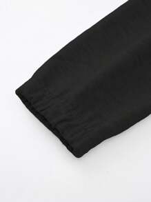 Aesthetic Post--Men Letter Graphic Half Zip Drop Shoulder Loose Sweatshirt Without Tee - Black - View 4