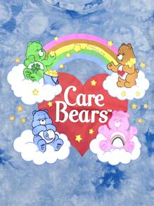 ROMWE MEN ROMWE X Care Bears Guys Tie Dye Bear Graphic Tee - Blue - View 3