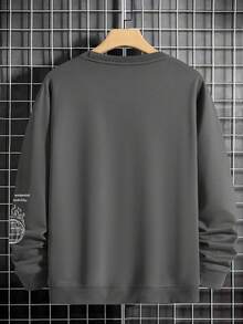 Manfinity Homme Nam Plus Slogan & Cầu Đồ họa Áo nỉ - Xám - Xem 2