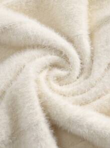 Manfinity Hypemode 男士落肩袖毛茸茸套頭毛衣 - 杏色 - 查看 4